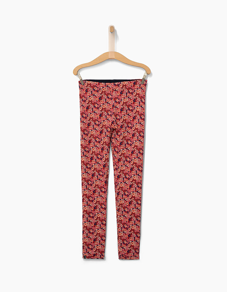 Leggings réversible orange imprimé et navy fille-3