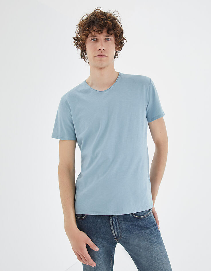Tee-shirt L'Essentiel ice blue à col V Homme-2