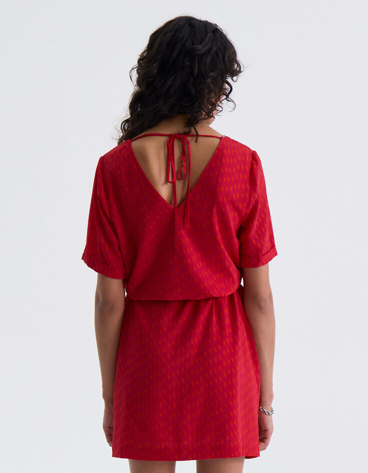 Vestido recto estampado fucsia mujer-3