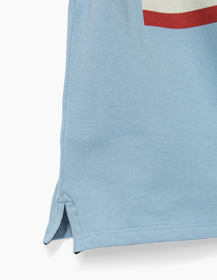 Polo azul cielo espalda bordada niño -6