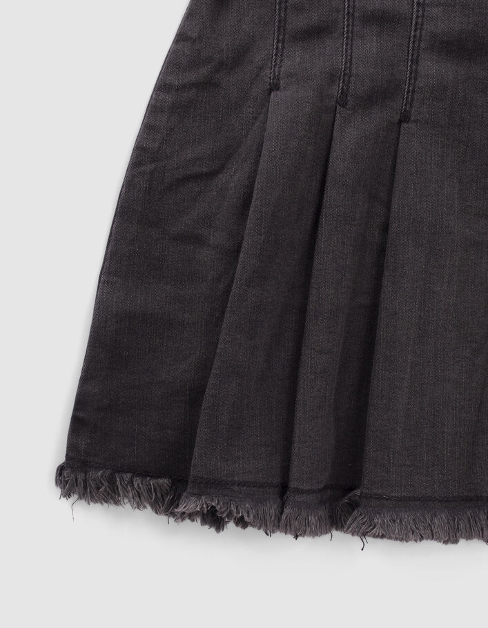 Girls’ grey denim pleated short skirt-4