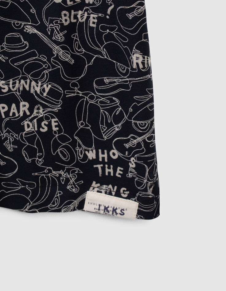 Boys’ navy Lenzing™ Ecovero™ viscose shirt, line drawing print-4