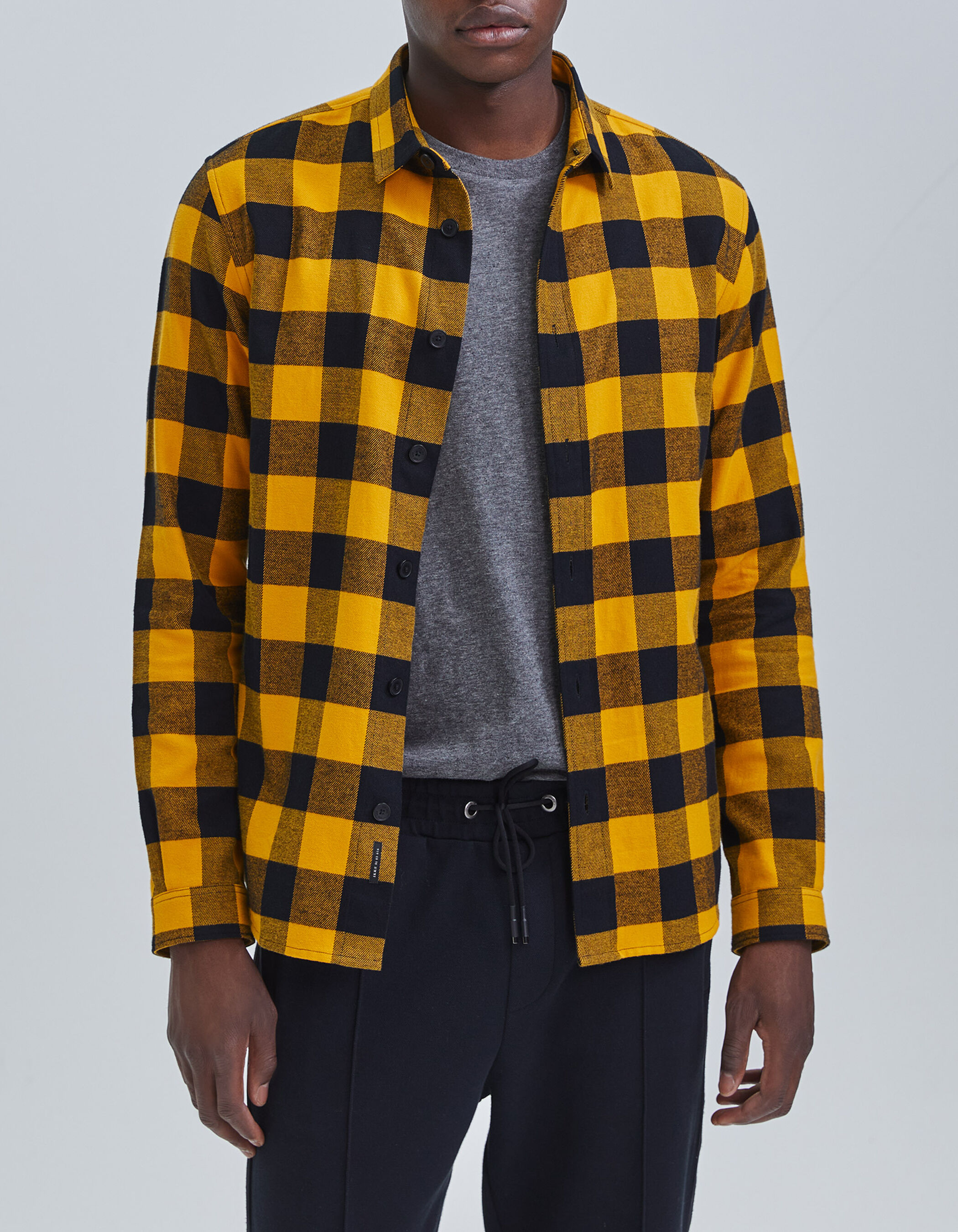 Camisa de cuadros clearance amarilla con negro