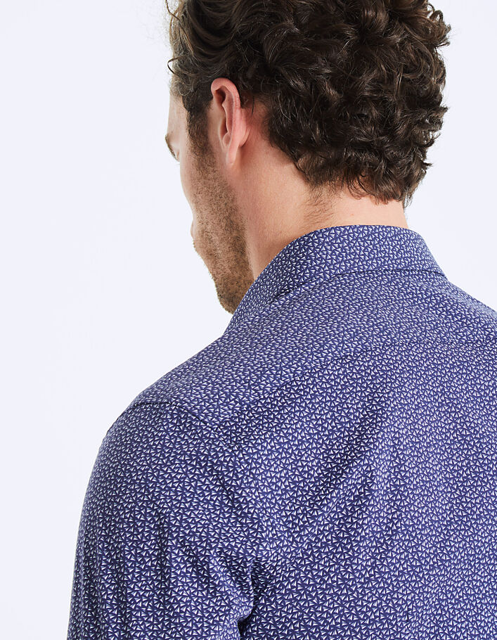 Indigoblaues Herrenhemd mit Origamiprint - IKKS