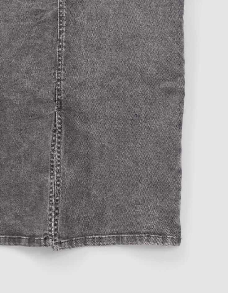 Jupe crayon en jean gris Femme-4