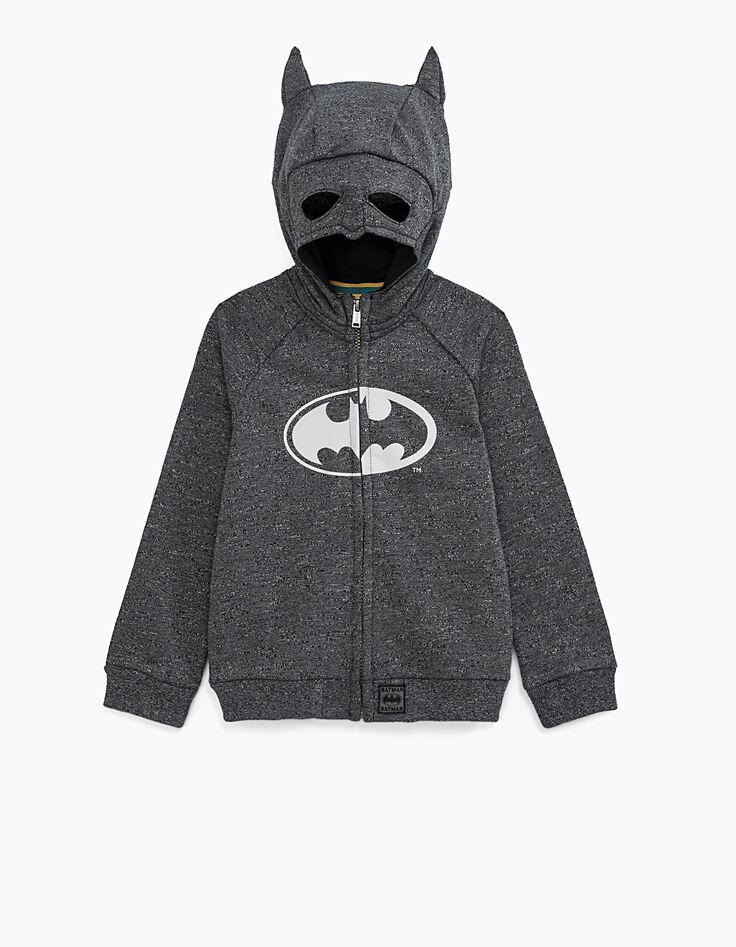 Cardigan Batman anthracite avec capuche masque garçon-2