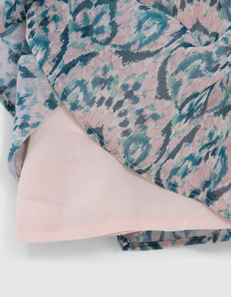 Pink pastel ikat print dress for girls-7