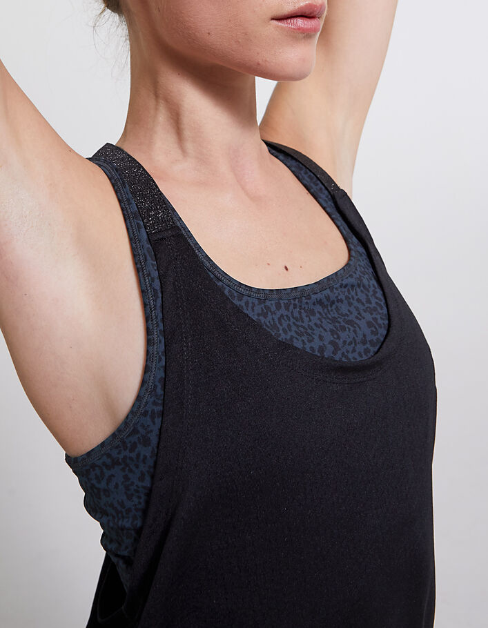 Top yoga LEOTEE YUJ x IKKS tirantes negros mujer-4