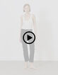 Schwarze, gerade geschnittene Damen-Jeans mit schwarzen Strasssteinverzierungen-9
