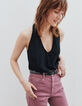 Women&rsquo;s black crepe sleeveless top with crossover back-5