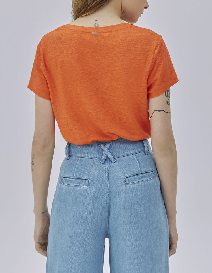 Women’s orange linen T-shirt-3