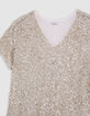 Sequin-embroidered champagne dress for women-4