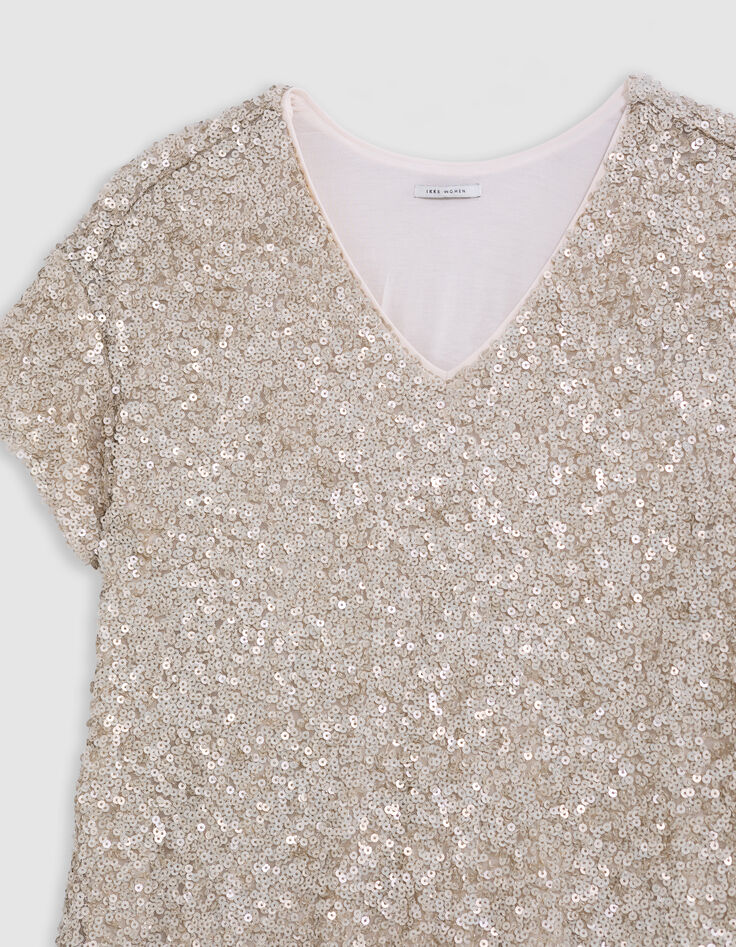 Sequin-embroidered champagne dress for women-4