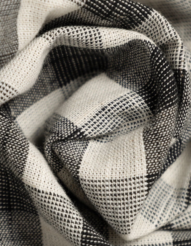 Blouson court &eacute;cru motif carreaux Femme-9