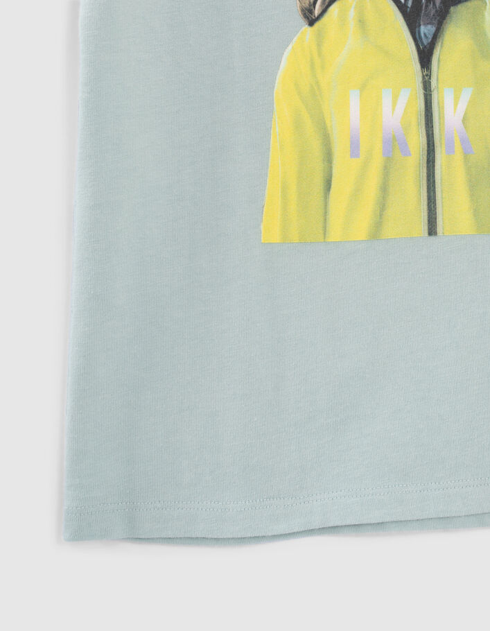 Wassergrünes Jungen-T-Shirt mit Löwen-Camouflagemotiv - IKKS