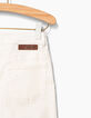 Jean flare cropped blanc cassé frangé fille-6
