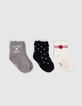Socken in Marineblau, Silver und Cremeweiß für Babymädchen-2