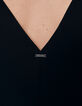 Vestido corto negro cuello V delante y detrás mujer-6