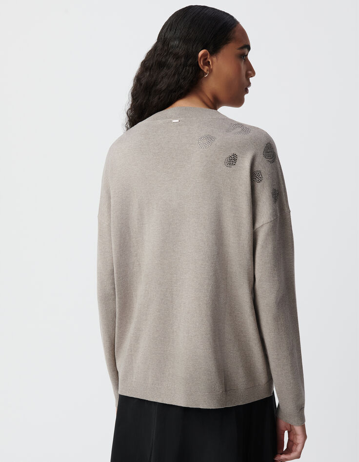 Sesame knit sweater leopard pattern micro studs Women-3