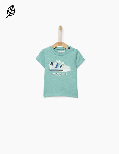 Baby boys' turquoise T-shirt + trainer graphic  - IKKS