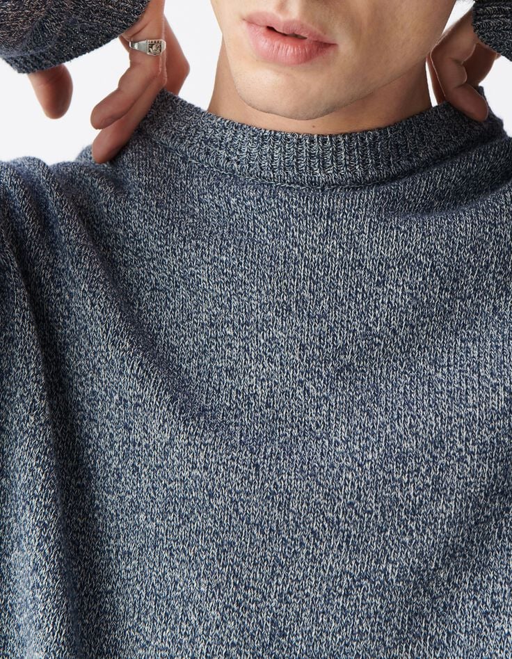 Herrenpullover, tintenfarben, Moulin&eacute;strick, Rundhals-5