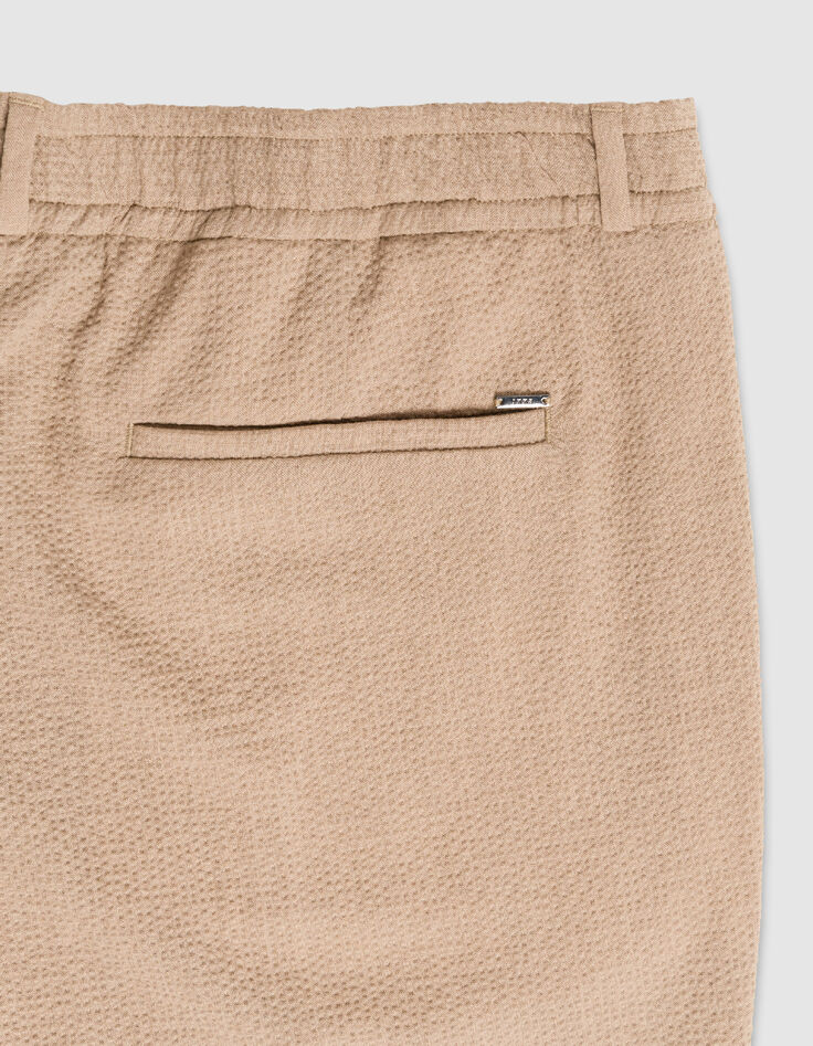 Pantalon de costume beige fonc&eacute; seersucker Homme-8