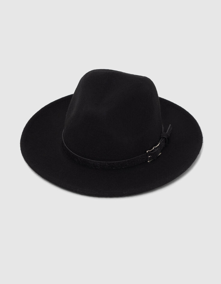 Women’s black felted wool hat with braid surround-3