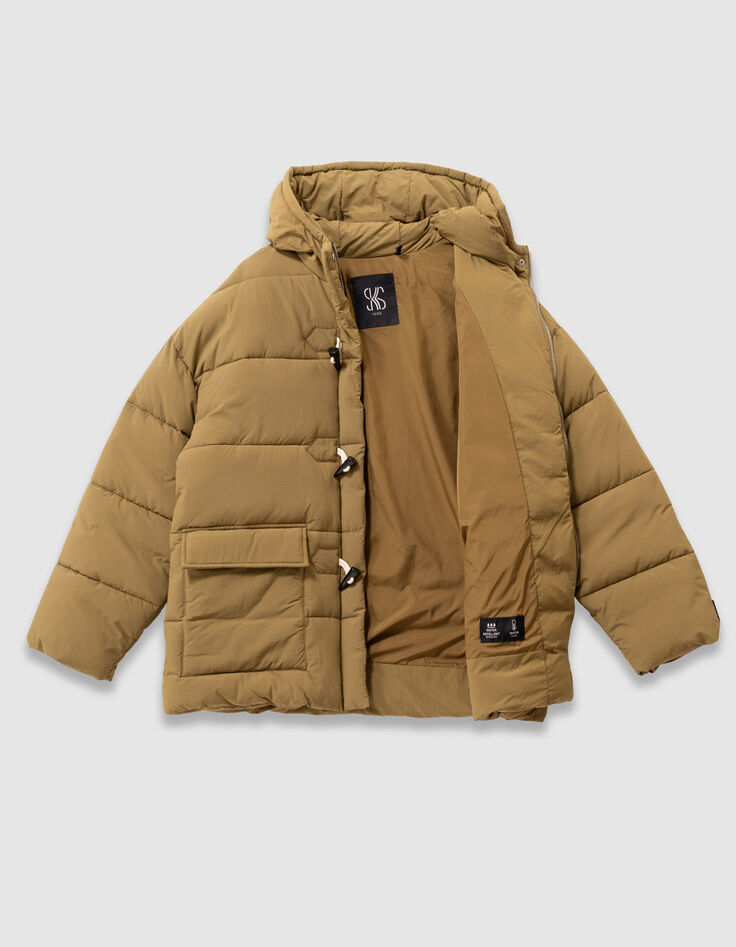 Manteau court kaki matelassé fille-5
