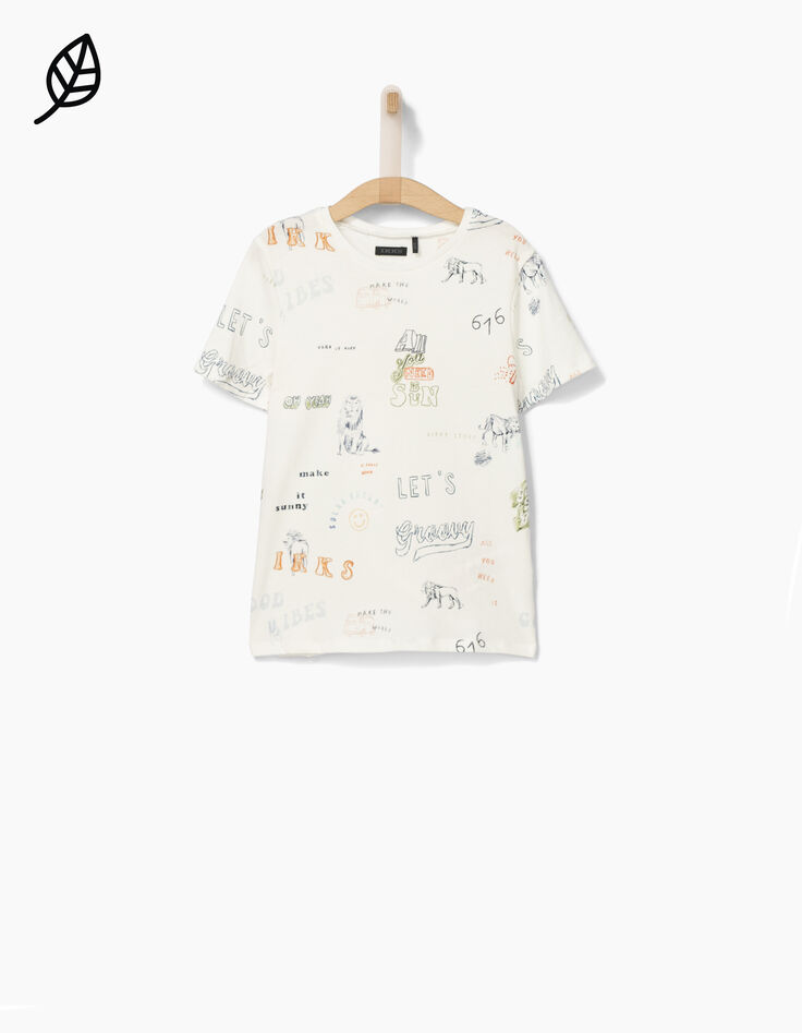 Boys' off-white drawing T-shirt-2