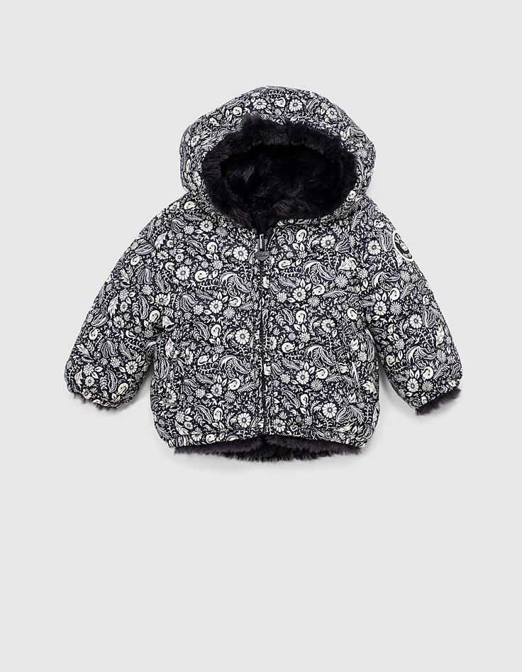Doudoune réversible navy et imprimé tattoo bébé fille-2 Doudoune réversible navy et imprimé tattoo bébé fille-2