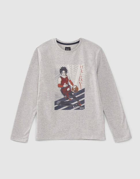 Camiseta gris manga jugador de baloncesto niño - IKKS