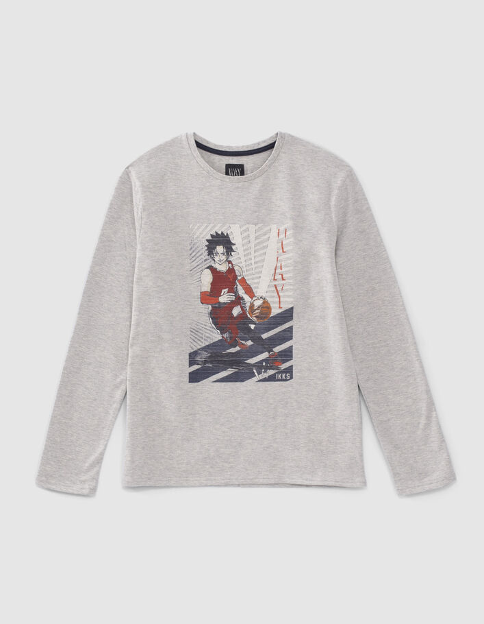Graues Jungenshirt mit Manga-Basketballer-1