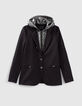 Schwarzer Damenblazer mit Metallic-Futter-4