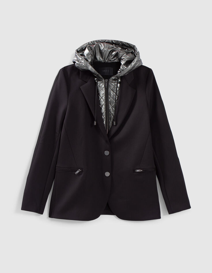 Schwarzer Damenblazer mit Metallic-Futter-4