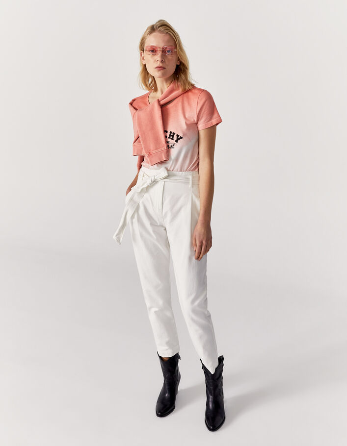Pfirsichrotes Damen-T-Shirt  mit Tie-and-Dye-Effekt-7
