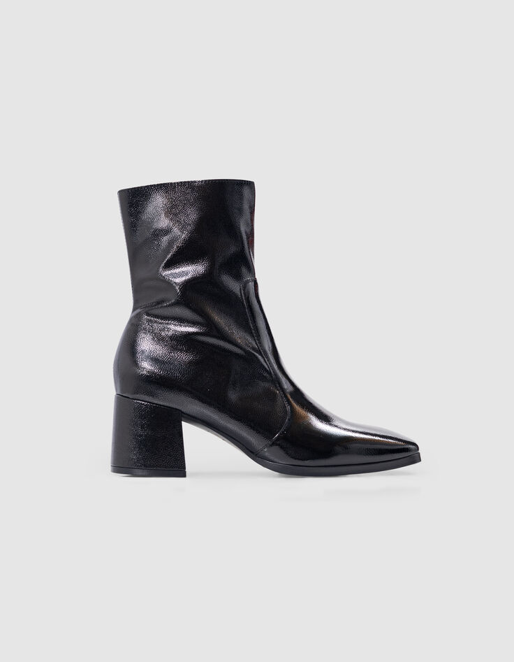 Zwarte lakleren dameslaarzen met hak-1