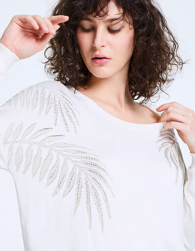 Pull maille tricot apport soie palmiers femme - IKKS