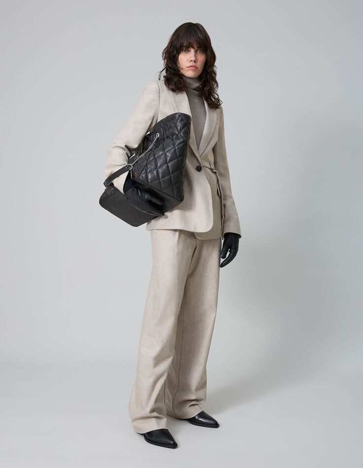 Pure Edition-Veste de costume sésame flanelle Femme-1