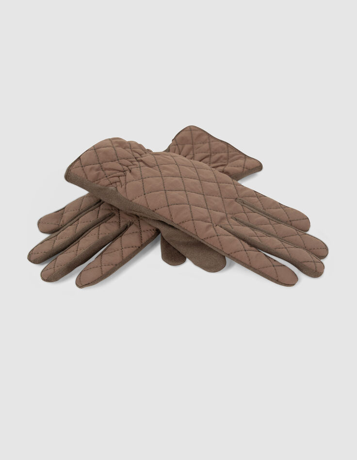 Guantes caqui acolchados bimaterial mujer-4