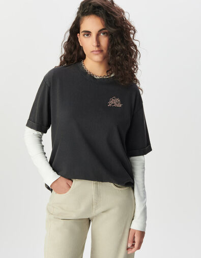 Camiseta gris oversize diseño maxi espalda mujer - IKKS