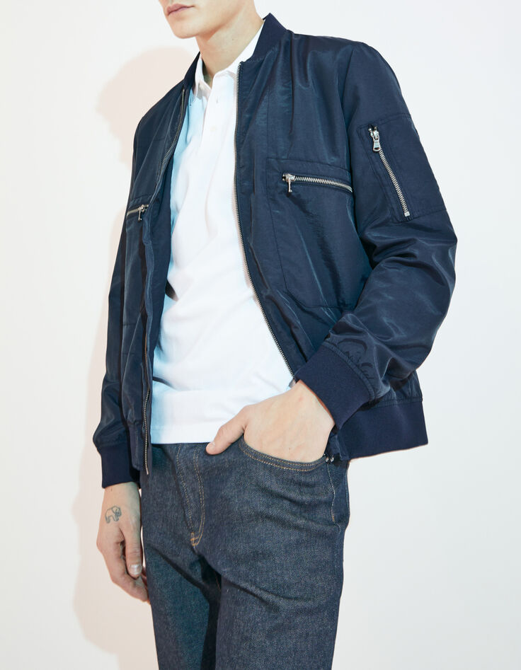 Men’s navy nylon bomber jacket-2