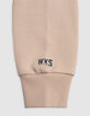 Sweat beige logo embossé et motifs rayures garçon-7