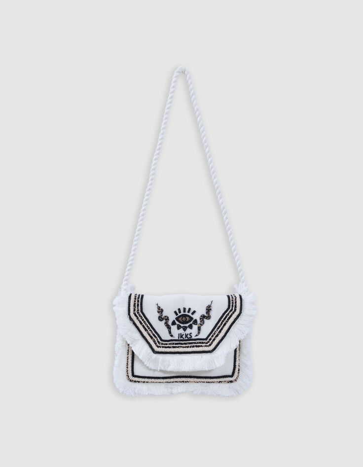 Beige Handtasche mit Stickerei und Perlen-3