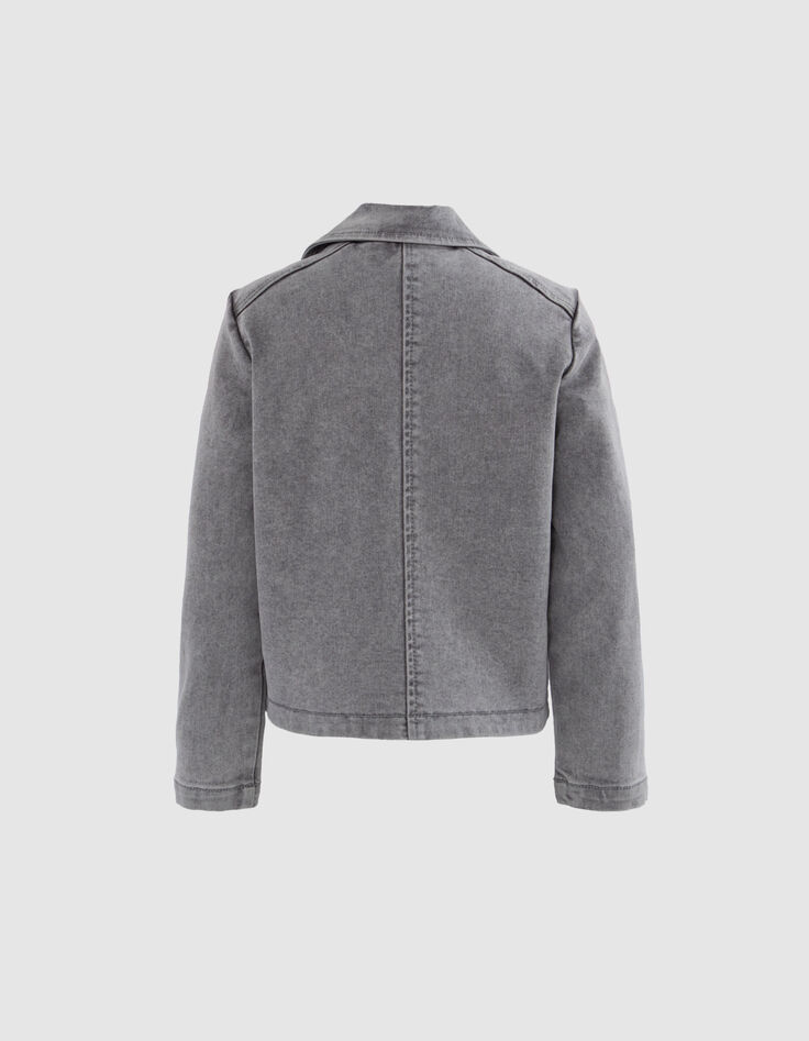 Veste en jean gris esprit motard fille-3