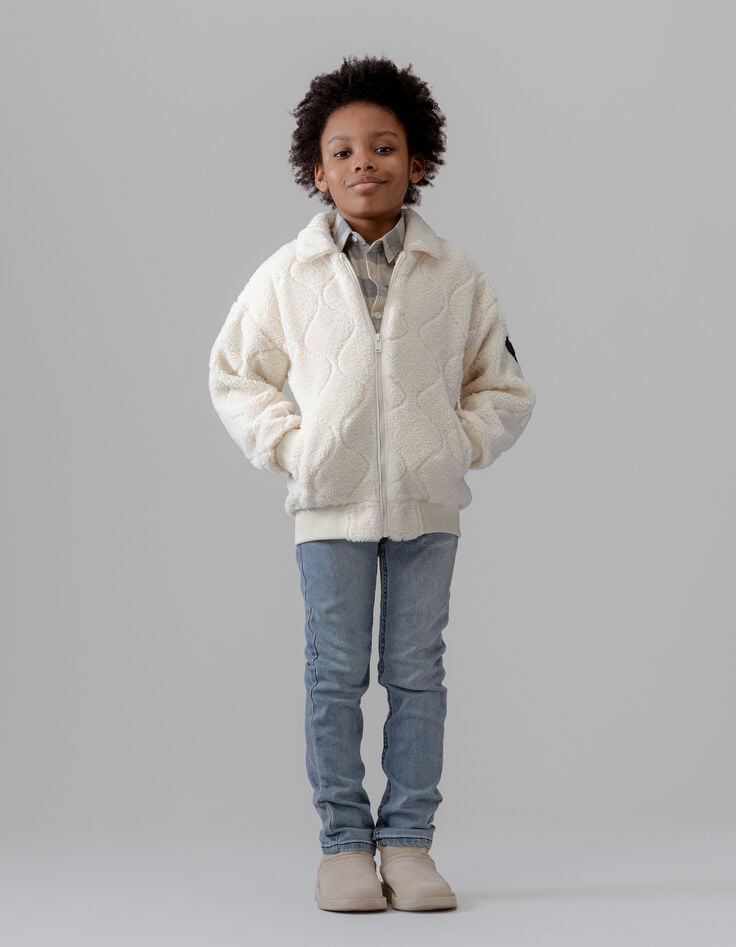 Ecru ritsvest doorstikt sherpa jongens-2
