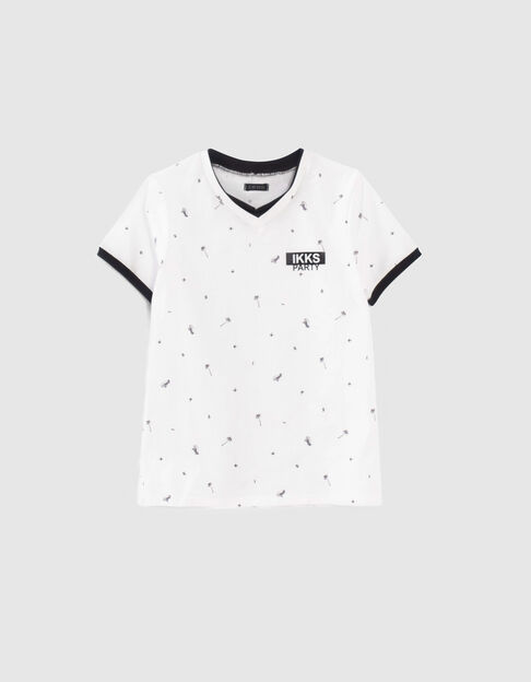 T-shirt blanc trompe-l'œil à motifs garçon - IKKS