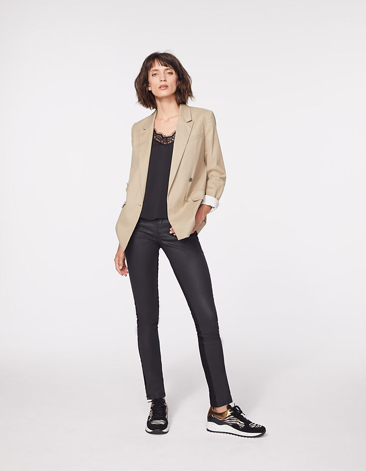 Women’s double-breasted cotton linen suit jacket-6 Women’s double-breasted cotton linen suit jacket-6