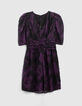 Korte zwarte jurk dandy flower print Dames-5