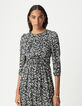 Robe longue noire LENZING™ ECOVERO™ imprimé minimal flower Femme-2