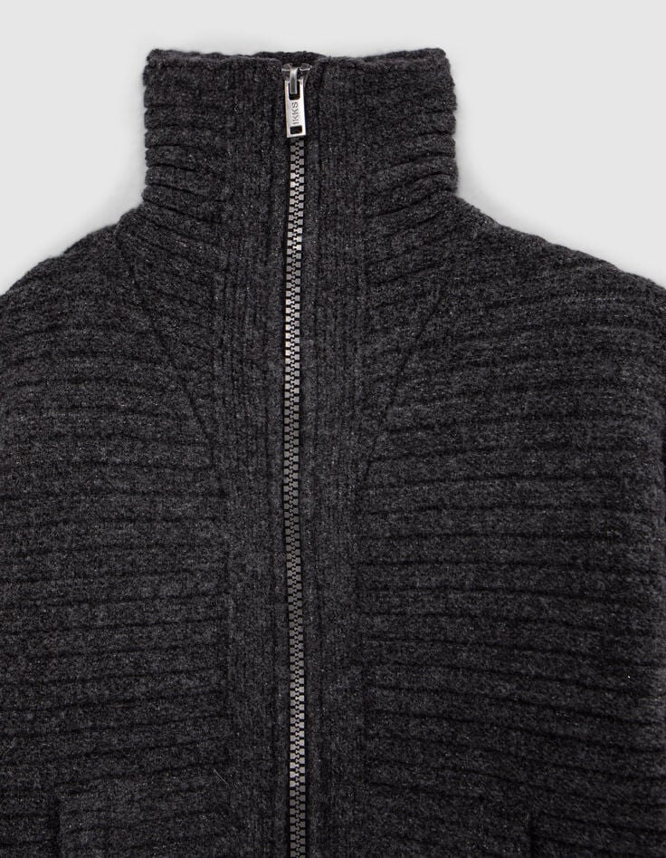 Boy's grey lightning, checkerboard Intarsia knit cardigan-6 Boy's grey lightning, checkerboard Intarsia knit cardigan-6